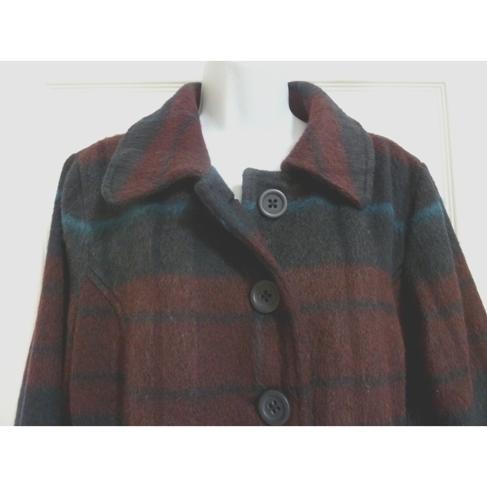 *COFFEE SHOP SANTA FE NY Sz XL Plaid Belted Back Barn Jacket Short Country* - Picture 2 of 7